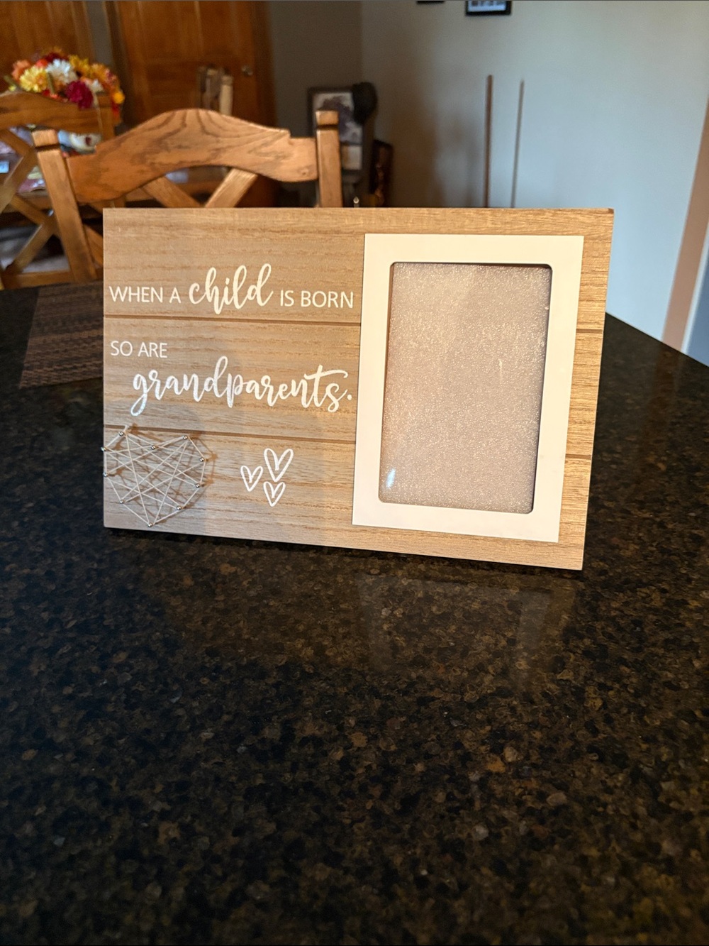 Three Wood Grain "When a Child Is Born" Grandparents Photo Frames - White Script